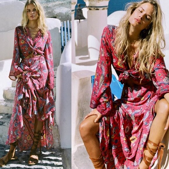 ✨ Free People x Spell & The Gypsy Collective Lovebird Half Moon Maxi Skirt Small - Picture 2 of 16